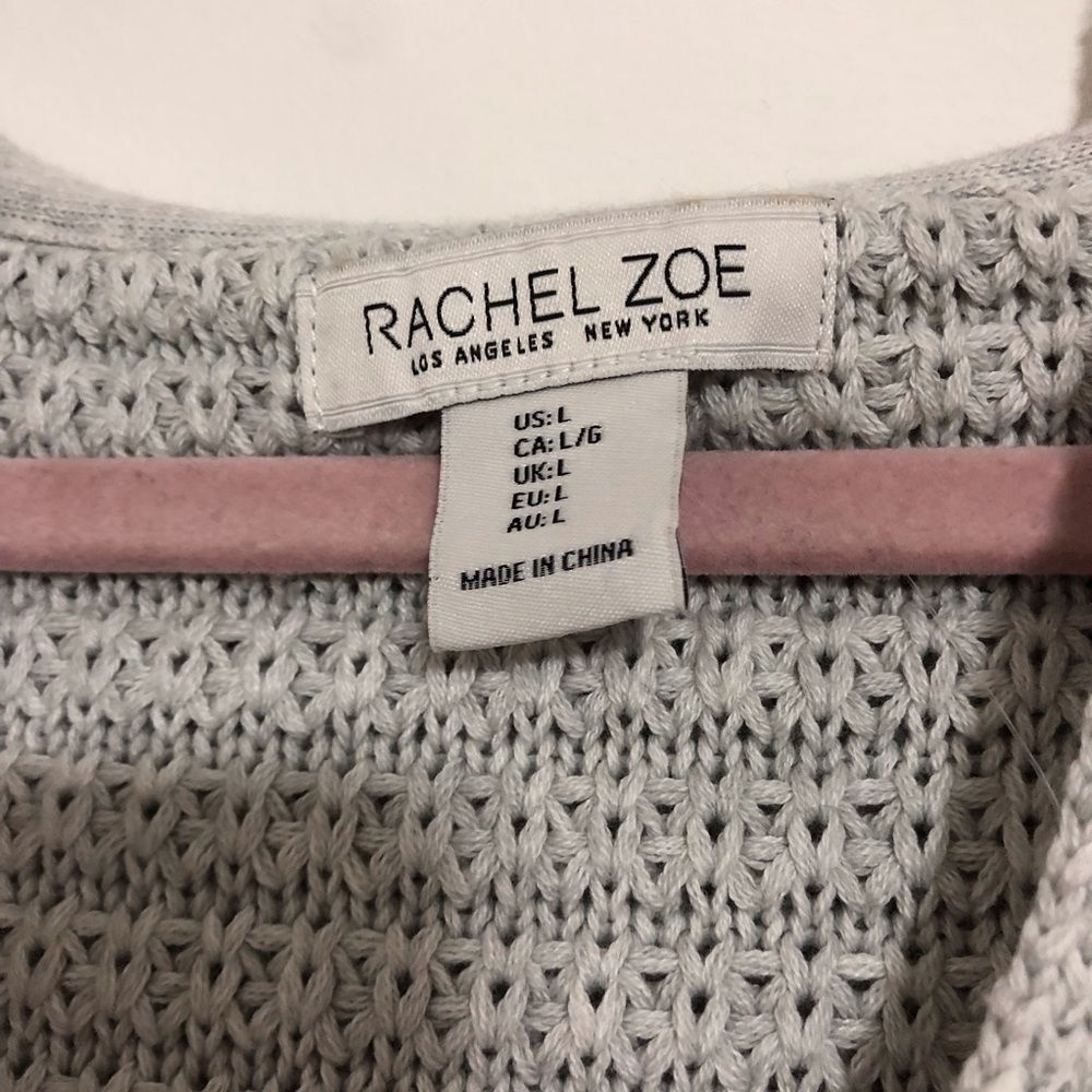NWT Rachel Zoe Light Grey Knit Cotton Hoodie Sweater size Large. Athletic prep - Picture 3 of 5